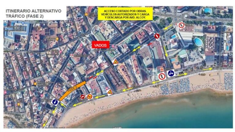Benidorm Reanuda las Obras de Renovación de la Red de Agua Potable y Alcantarillado en la Calle Pérez Martorell